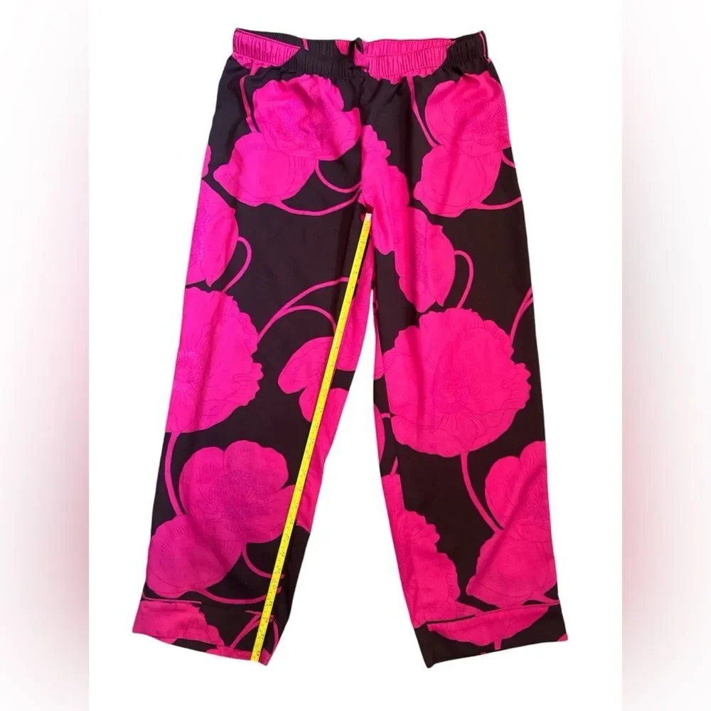 Ann Taylor‎ Floral Sleep Pants Pink Brown Women’s Size Large Drawstring Waist